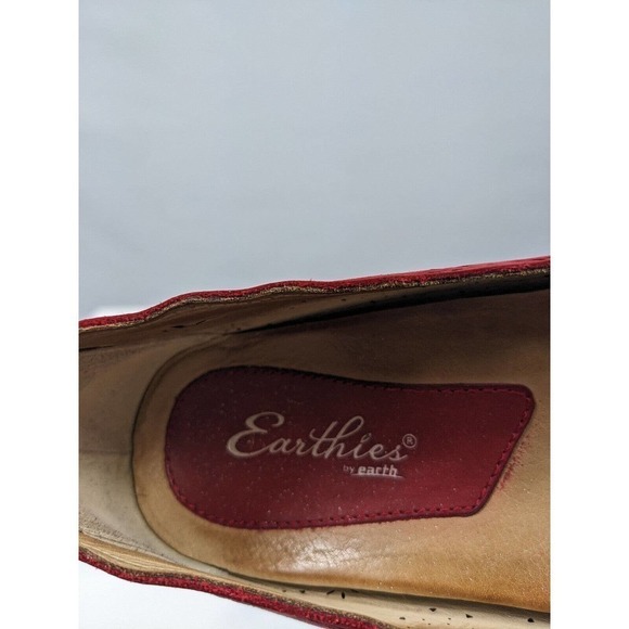 Earthies Lindi Flats Bright Red 9 B 9B Orthotic Arch Support Comfort Laser Cut - Picture 7 of 9